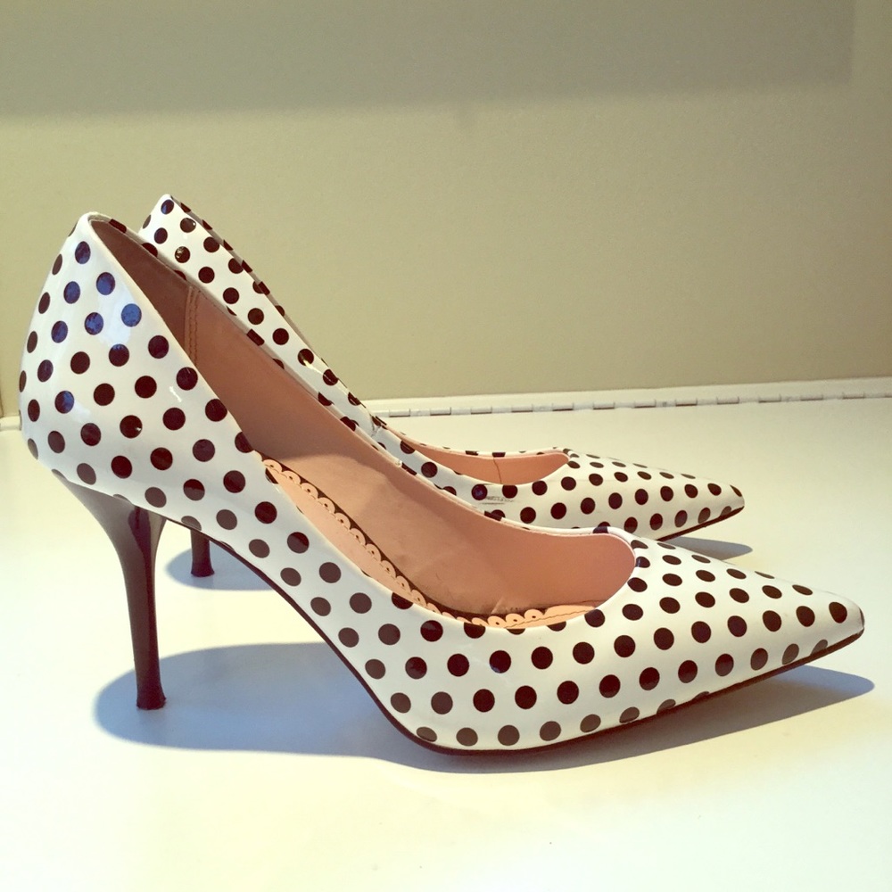 White with black polka dot heels